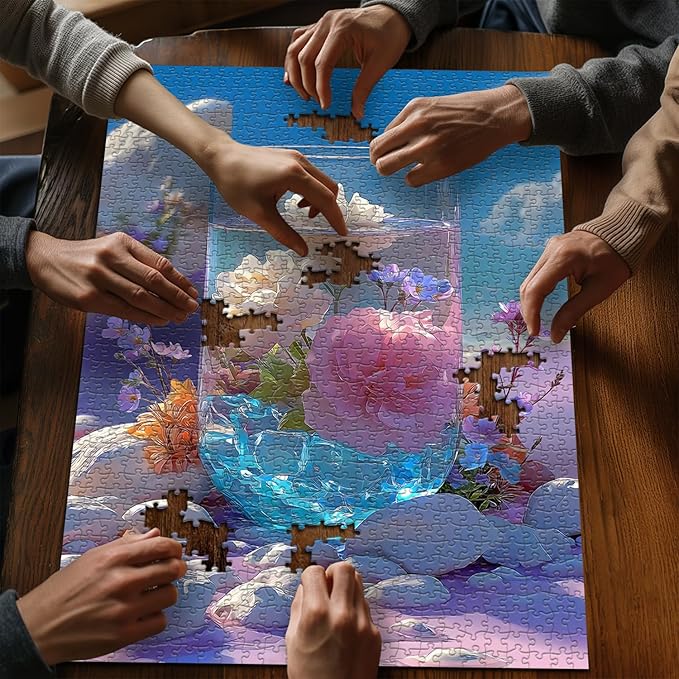 PICKFORU Flower Puzzle for Adults 1000 Pieces,Nature Plant Floral Art Jigsaw Puzzle, Flower Vase Impossible Challenge for Adults