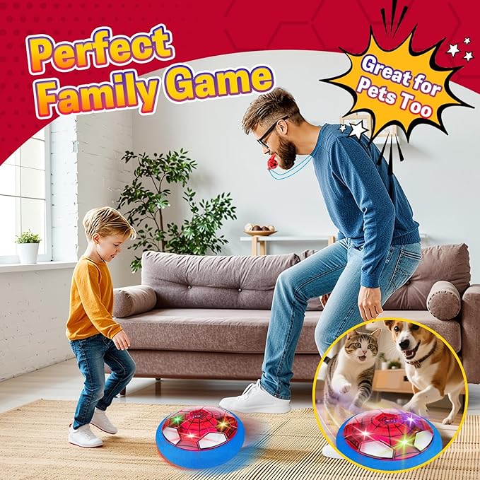 SUYUKI Hover Soccer Ball for Kids Boys, Spider Soccer Toys for Boys 4 5 6 7 8 9 10, Indoor Boy Toys with Led Lights and Foam Cushion Spider Hover Football Air Power Football