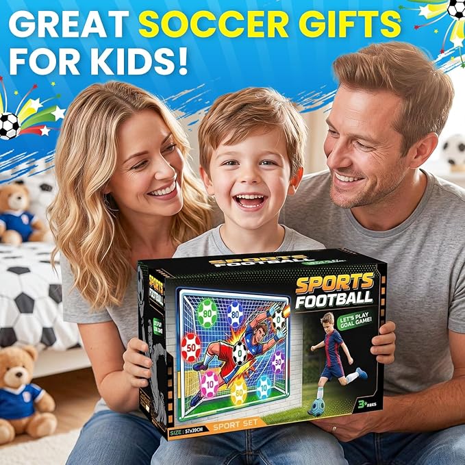 Upgraded Toy Soccer Game Set for Kids, Indoor Outdoor Backyard Toss Soccer Goal Game with 2 Balls, 1 Flannel Target, Soccer Toys for Boys and Girls 3-5 6-8 8-12 Years Old Kids Birthday