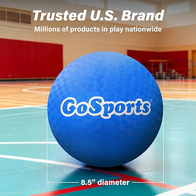 GoSports Playground Balls for Kids - Choose 8.5” or 10” Sizes - Heavy Duty Set of 6 with Carry Bag and Ball Pump