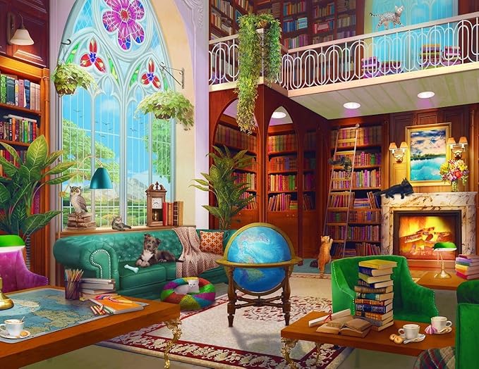 Springbok The Library 500 Piece Jigsaw Puzzle for Adults - Cozy Library for Booklovers - Unique Cut and Perfectly Fit Pieces - Finished Size 23.5" x 18"