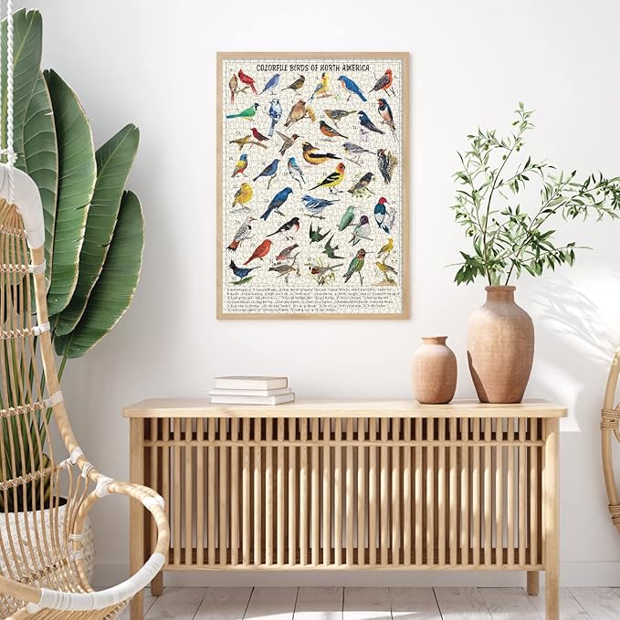 Vintage Bird Puzzles for Adults 1000 Pieces, Animal Hummingbird Puzzle of 36 Colorful Birds in North America, Bird Jigsaw Puzzles Nature
