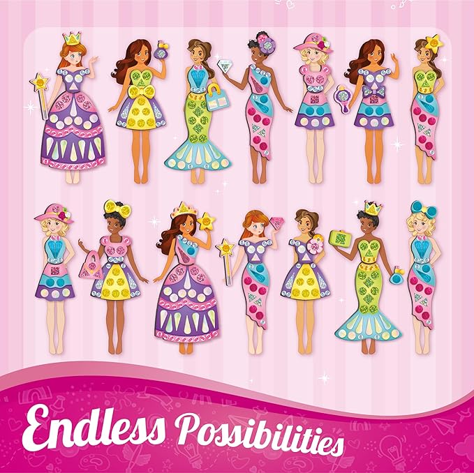 Imagimake DIY Magnetic Dress-Up Princess | 30 Dresses & Accessories | Mix & Match Pretend Play Magnetic Toys | Games for 3 Year Olds | Easter Basket Stuffers | 3,4,5,6 Year Old Girl Birthday Gift