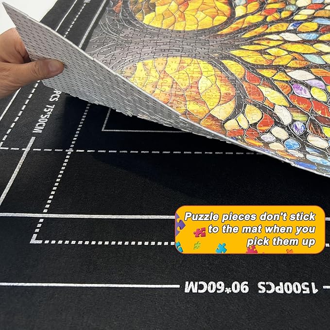 Napzy Puzzle Mat Rollup for Jigsaw Puzzles Storage Matt Roll Up Puzzle Board Saver with 8 Sorting Trays 1 Drawstring Bag Puzzle Table for Up to 1500 PCS