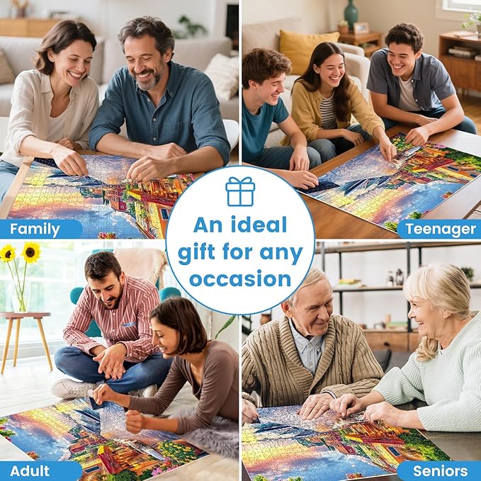 500 Pieces Jigsaw Puzzles for Adults, Seaside Sunset Puzzle for Adults Seniors,Harbor Speedboat Puzzle 500 Pieces, Gift for Birthday, Home Decor, Fun for Family(20.5 * 15 in)