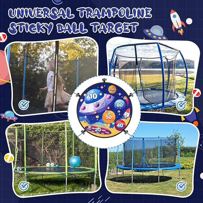 29" Trampoline Dart Board Game Accessories, Trampoline Toss Game Dartboard with 20 Sticky Balls, Indoor & Outdoor, Sport Fun Party Play Toys for Birthday Gifts