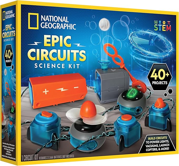 NATIONAL GEOGRAPHIC Circuit Maker Electronics Science Kit – 40+ Hands-On STEM Projects for Kids, Build Real Electrical Circuits, Educational STEM Activity for Learning Electricity & Engineering Skills