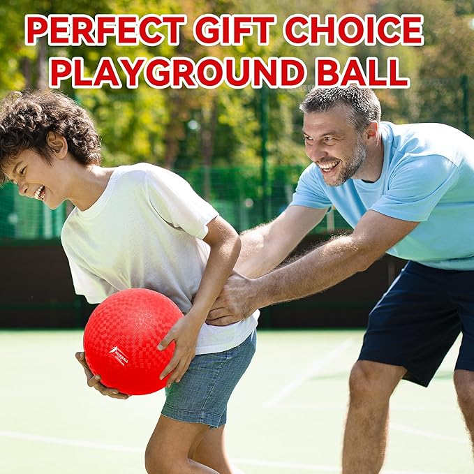 8.5 Inch Kickball Set, Dodgeballs 2 Pack, Playground Balls Gift for Kids & Adults, Bouncy Balls Includes Pump and Bag, Handball for Outdoor & Indoor Games, Official Size for Camps