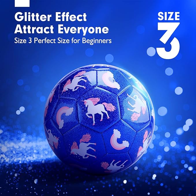 hahaland Soccer Ball Size 3 with Pump Deflated & Mesh Bag - Soccer Ball for Girls Boys Kids Sports Outdoor Play Toys for Ages 4-8 Toddlers Age 3-4 Kids Soccer Balls for 3 4 5 6 7 8-Year-Old Girls