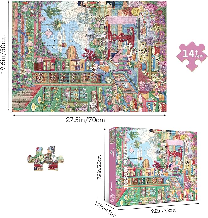 HUADADA Puzzles for Adults 1000 Pieces Teashop Puzzles 1000 Pieces,Impossible Puzzle, Family Decoration Puzzle Gift