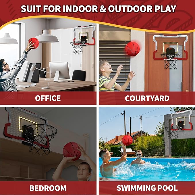 Over The Door Basketball Hoop, Basketball Toys Gifts Ideas for Man Kids Teens Boys Girls