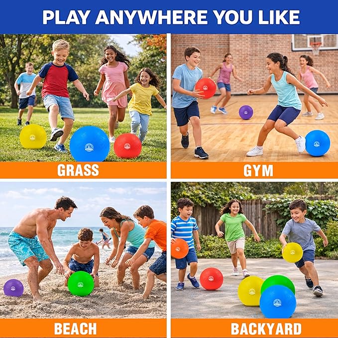 8.5 Inch Kickball Set, Dodgeballs 6 Pack,12 Pack,Playground Balls for Kids&Adults, Bouncy Balls Includes Pump and Storage Bag, Handball for Outdoor & Indoor Games, Boys and Girls Gift with Gift Box
