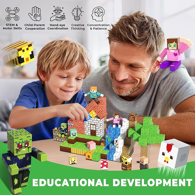 160 Pcs Magnetic Blocks - Magnetic Building Blocks for Kids Ages 4-8, Magnet Cubes Stacking Toy, Classroom STEM Toys, Easter Birthday Gift for 3+ Year Old Boys Girls (Patent Pending)