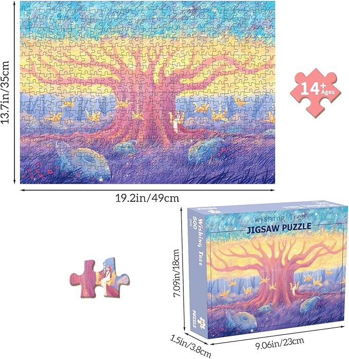 Puzzles for Adults 500 Pieces, Jigsaw Puzzle for Adults, Fun Challenging Family Puzzle, Premium Wishing Tree Puzzles, Interlock Perfectly No Dust, Gifts for Valentine's Day Easter Parents