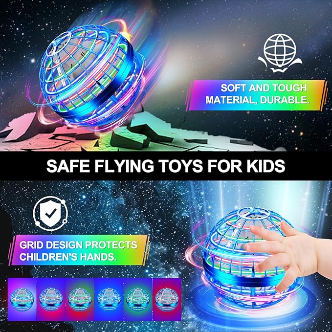 Flying Orb Ball Toy,2026 Upgraded Parachute LED,Magic Hand Controlled Mini Gravity Ball,Cosmic Globe Boomerang,Cool Christmas Birthday Gift for 6 7 8 9 10+ Year Old Boys Girls-Blue & Blue