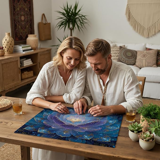 Puzzles for Adults 1000 Pieces, Mandala Lotus Flower Plant, 1000 Piece Puzzle for Adults Seniors, Hard Jigsaw Puzzles for Adult with Letters on Back for Relaxation & Home Decor, 1:1 Poster