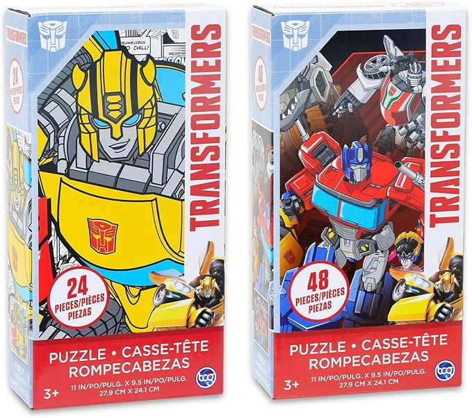 Transformers Jigsaw Puzzles for Boys - Bundle with 24 & 48 Piece Jigsaw Puzzles Featuring Optimus Prime, Megatron, Bumblebee Plus Stickers, More | Transformers Puzzle for Kids