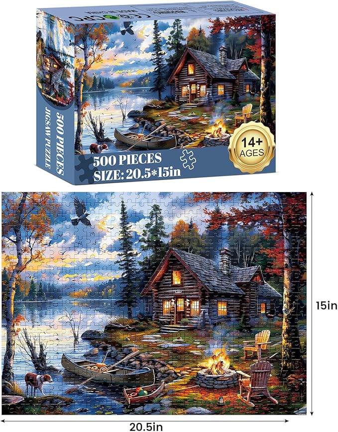 Puzzles for Adults 500 Pieces Coutryside Jigsaw Puzzle for Adults Autumn Puzzles Family Challenging Puzzle Games Great Gift Unique Brain Teaser for Puzzle Enthusiasts, 20.5 x 15