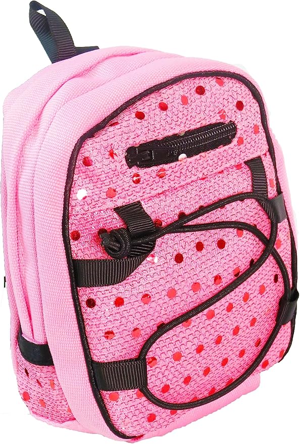 American Fashion World Doll Pink Sequin School Backpack for 18-Inch Dolls | Premium Quality & Trendy Design | Dolls Accessories for Popular Brands