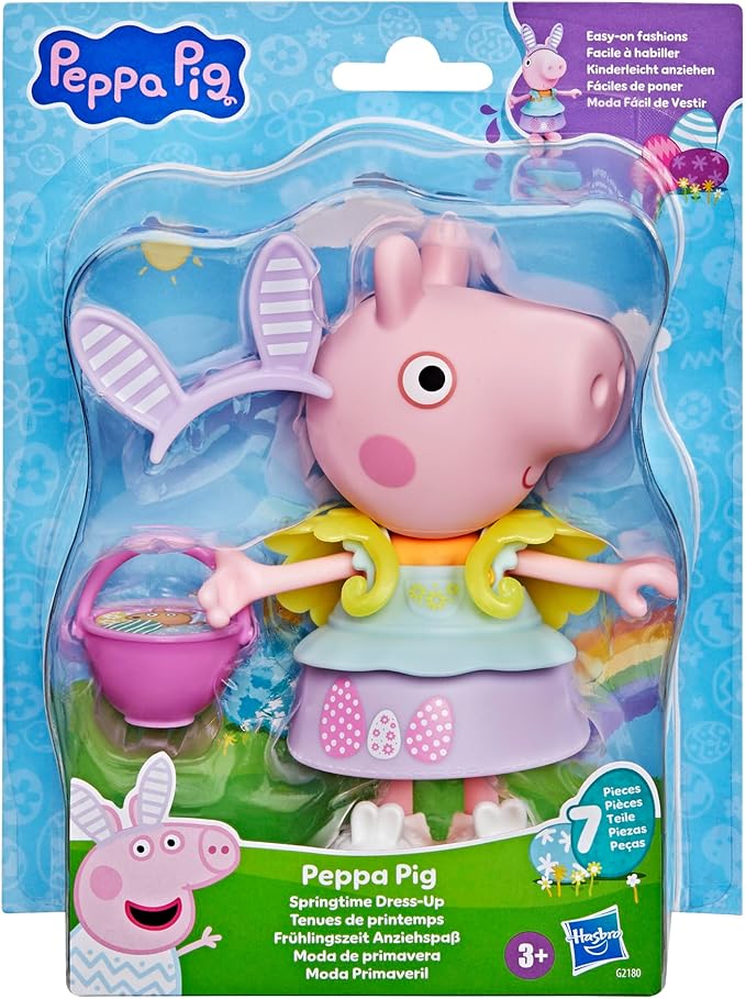 Peppa Pig Springtime Dress-Up Figure with 6 Easy-On Fashion Accessories, 6-Inch Doll, Easter Gift for Kids, Preschool Toys for Girls and Boys 3 and Up