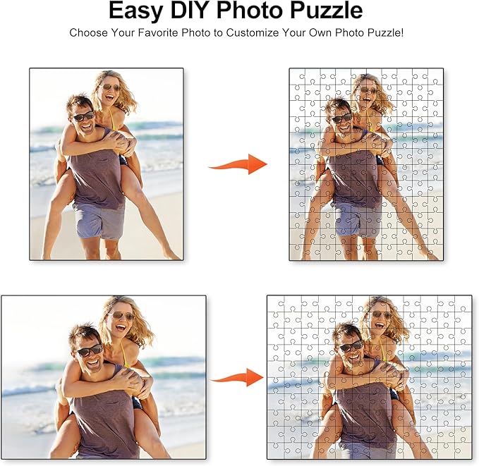 Custom Puzzle from Photos, Personalized Photo Puzzle 35/70/120/200/300 Piece, Puzzles Gifts for Couple, Family and Friends, Custom Gifts for Valentine's Day, Christmas, Anniversary Jigsaw Puzzles