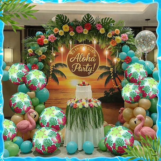 Civaner Tropical Luau Party Decorations Beach Ball 7.87 Inches Inflatable Beach Ball for Tropical Luau Party Favors Summer Swimming Pool and Beaches Game Gifts for Hawaii Themed Birthday