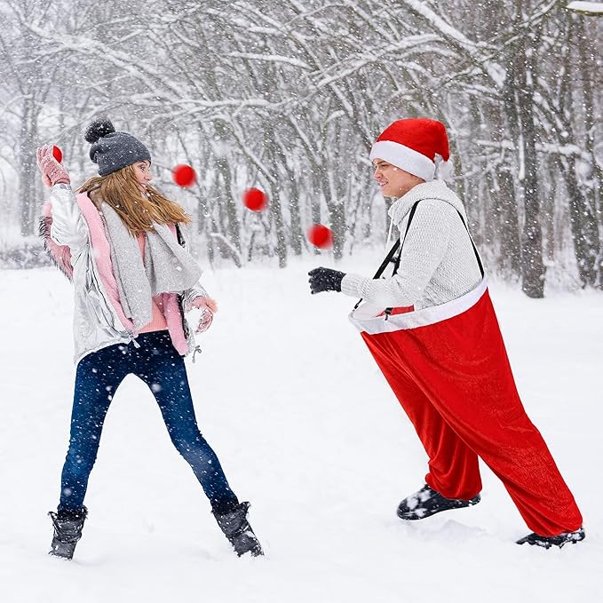 Elcoho 59 Inch Christmas Santa Pants Toss Game Set with Santa Hat, Detachable Strap, 10 Plush Snowballs, Outdoor Giant Pants Yard Toss Ball Games for Adults Family Backyard Game Holiday Party Activity