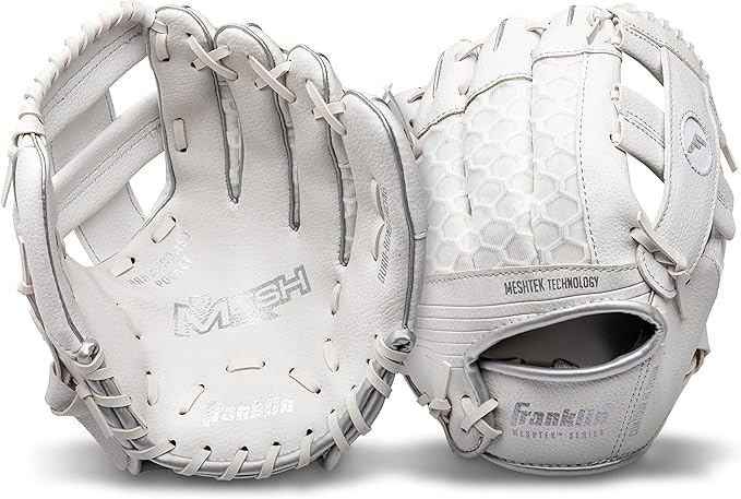 Franklin Sports Kids Baseball Glove + Foam Ball Sets - Meshtek Youth Teeball Gloves for Kids + Toddlers - Left + Right Hand Throw - 9.5" Inch