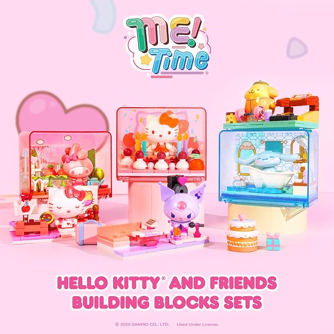 Hamee Sanrio Hello Kitty and Friends 'Me Time' Cute Building Blocks Blind Box (Birthday Gift, Party Favor, Gift Basket Filler, Stress Relief, Collectible Toy, Relaxation) - 6 Pc. (All 6 Designs)