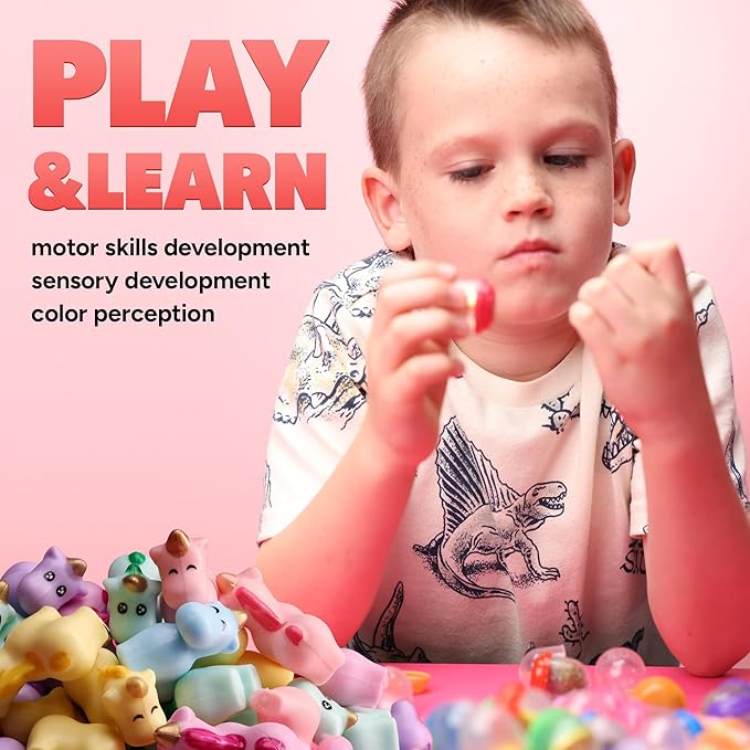 Entervending Unicorn Mini Toys in Capsules - 100 Pcs of 1.1 Inch Acorn Capsules and Unicorn Toy for Kids - Plastic Capsules for Toys Bulk – Mini Unicorn Toys - Classroom Prizes Easter Egg Stuffers