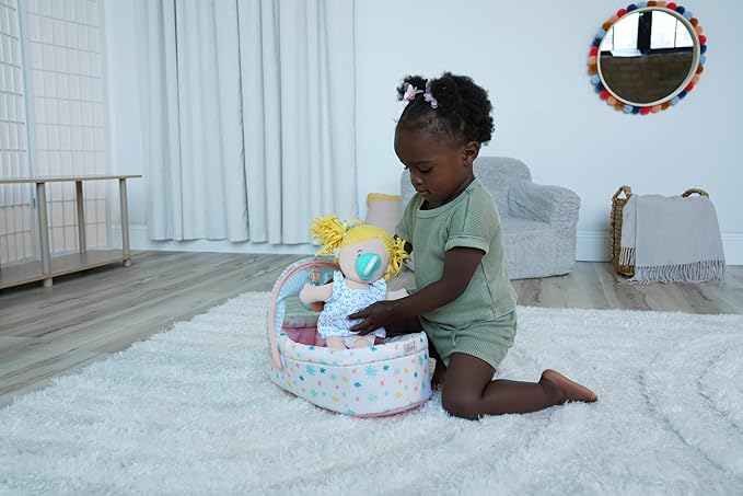 Love, Stella Baby Doll Soft Crib with Removable Canopy and Mobile by Manhattan Toy