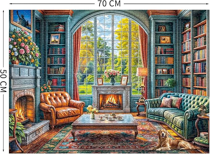 Warm Study Room Puzzles for Adults 1000 Piece, Jigsaw Puzzles for Adults, Adult Challenging Game Toys, Impossible Puzzle, Family Decoration Puzzle
