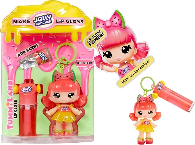 Yummiland x Licensed Sweets Lip Gloss Doll: JOLLY RANCHER Includes DIY Lip Gloss + Removable Keychain, Cosmetic Play, Collectible, Ages 4+