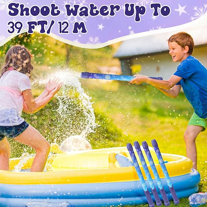 12 Pack Snowflake Water Blaster 15.75 in Snowflake Water Shooter Blasters Gun Party Favors for Kids Summer Outdoor Swimming Pool Backyard Beach Summer Games