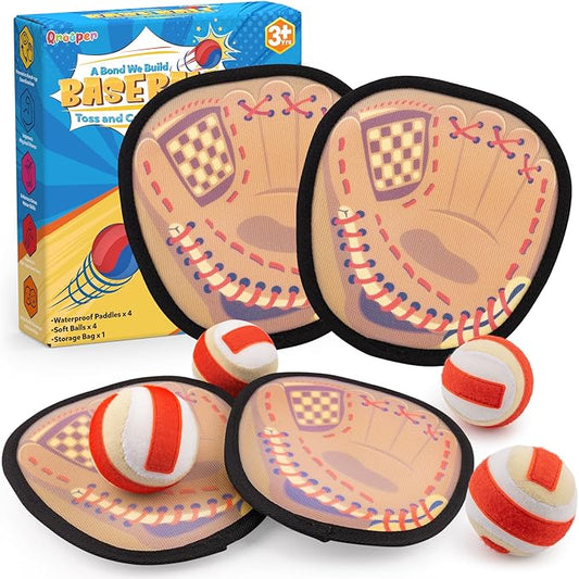 Toss and Catch Ball Set Kids Toddler Baseball Glove, Yard Outdoor Outside Games for Kids Family, Beach Pool Toys for 3 4 5 6 7 8-12 Year Old Boys Girls Birthday Gifts