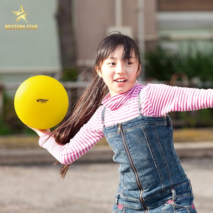 Western Playground Ball and Kick Ball - Extra Soft and Bouncy- 4 Colors - Medium & Large & Extra Large - Reliable Construction - for Kids, Toddlers, and More - No Fade Playground Balls