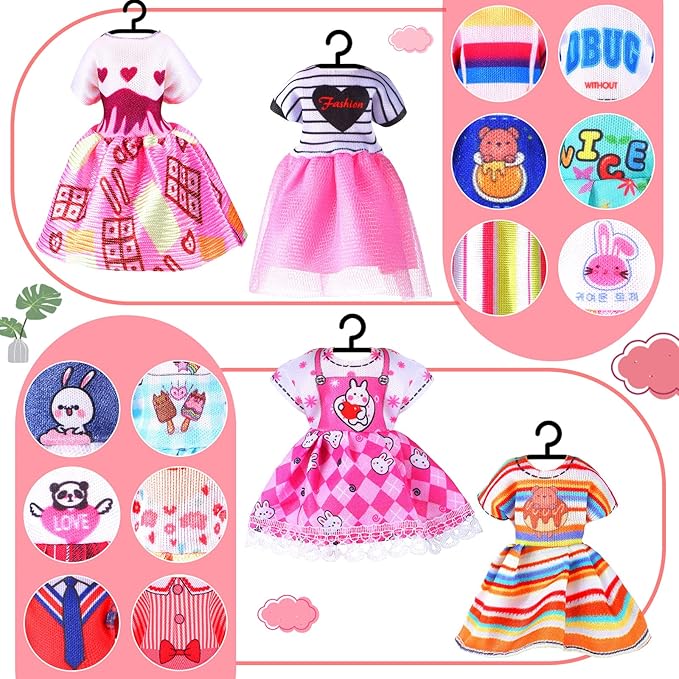 Hungdao 16 Pcs Girl Boy Doll Clothes Lovely Outfits Mini Doll Clothes 6 Inch Dolls Accessories for Kids Birthday Outfit (Cute Girls)