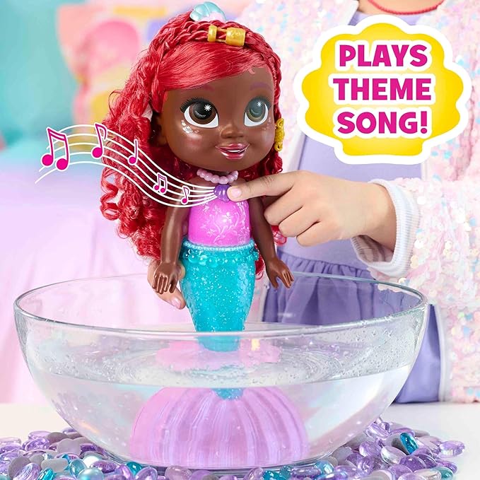 Disney Junior Splash & Glow Ariel Lights and Sounds 11.5-inch Doll and Accessories, 5-pieces, Kids Toys for Ages 3 Up by Just Play