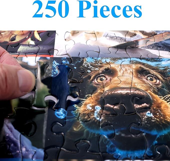 Think2Master Cute Dogs 250 Pieces Jigsaw Puzzle Featuring heartwarming Puppies and Dogs. Great Puzzle. Great Gift. Large Pieces. Size: 14.2” X 19.3”