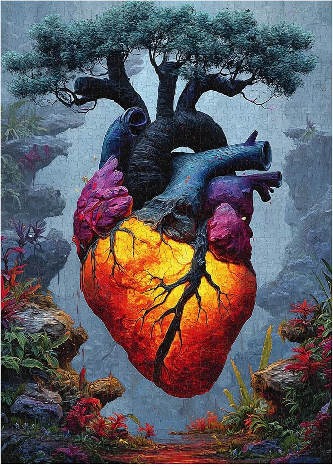 PICKFORU Heart of the Forest 1000 Piece Puzzle for Adults, Nature Mountain Plants Jigsaw Puzzles, Colorful Impossible Whimsical Puzzles as Wall Art