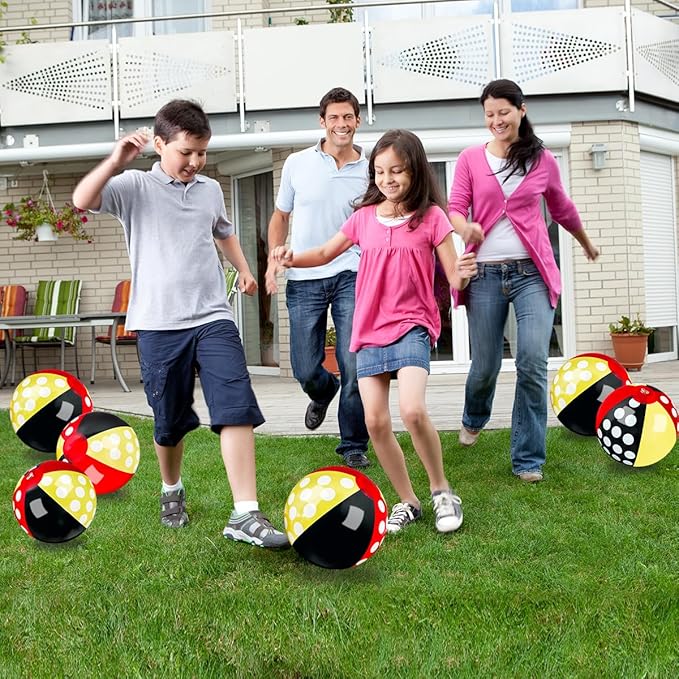 OU RUI 10Pcs Yellow Polka Dot Beach Ball for Kids 9" Bulk for Summer Pool and Beach Game Gifts for Cartoon Mouse Themed Birthday Party Decorations End of The Year Class Party Decorations Favor