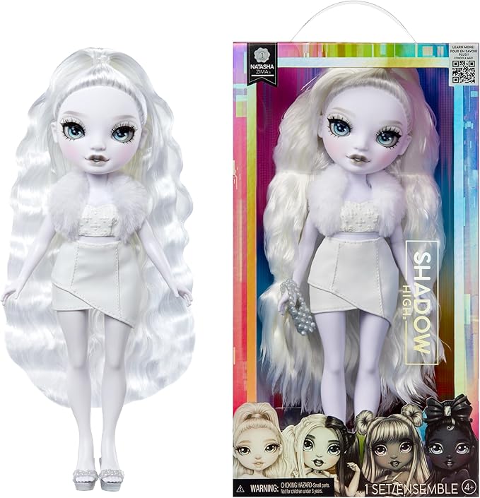 Rainbow High Shadow High Natasha Zima Grayscale 11” Fashion Doll with White Hair and White Outfit, Stylish Handbag, Great Gift for Kids 4-10 Years Old