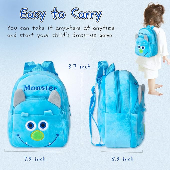 PEDOLLTREE 12 Pcs Set Reborn Baby Doll Clothes Accessories Blue Puppy Outfit Set for 18-22 Inch Newborn Baby Boy Reborn Doll Clothes with Monster Backpack