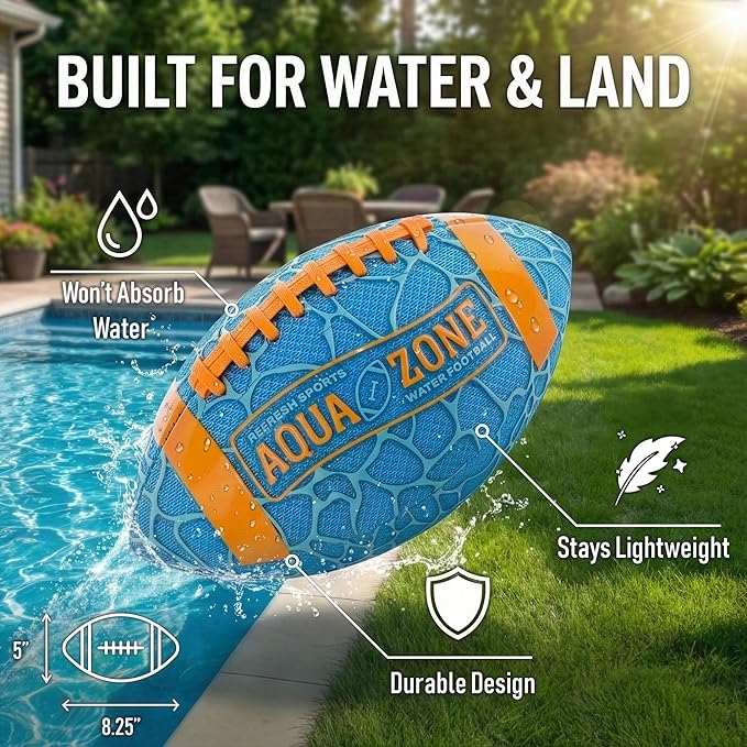 Water Football for Pool & Beach - Best Pool Toys for Kids All Ages - Easy Grip & Soft to Catch Footballs - Fun Outdoor Games Sports Toy - Easter Gifts for Boys 5 6 7 8 9 10 11 12 + Year Old Boy & Girl