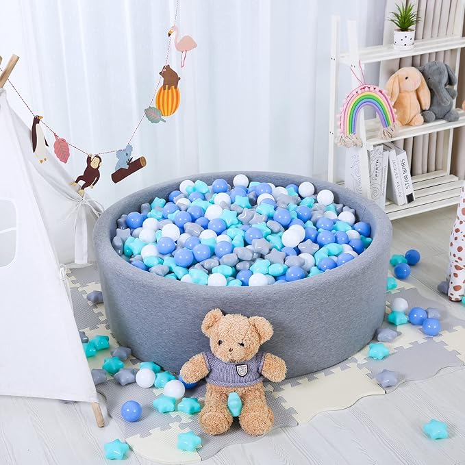 STARBOLO Star Ball Pit Balls for Toddlers - 200pcs Pastel Colors Phthalate Free BPA Free Non-Toxic Crush Proof Plastic Play Balls Play Tent Pool Playhouse Playpen Party Decoration