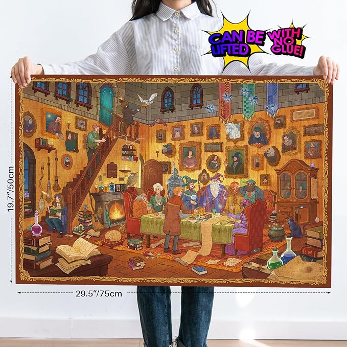 MOMIBOOK Puzzles for Adults 1000 Piece Jigsaw Puzzles of Magic Night Whispers, Glow in The Dark Luminous Painting Image Challenging Hard Impossible Puzzle Unique Funny Party Christmas Birthday Gifts