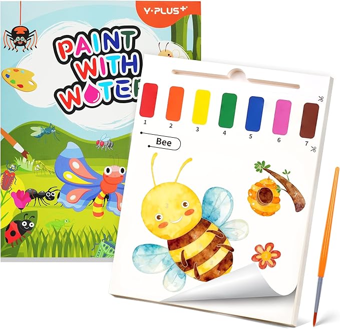 YPLUS Paint with Water Books for Toddlers, Art Craft Toys Watercolor Painting Paper for Kids, Gift for Kids Ages 1-3, 2-4, 4-6, Drawing with Brush - Insect