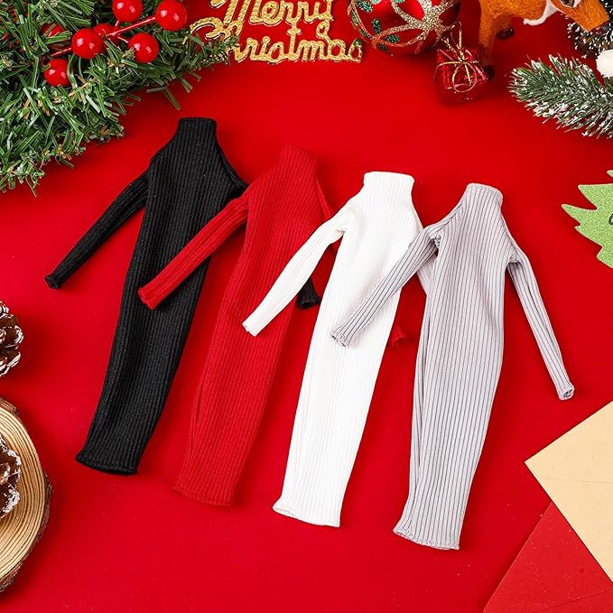 UPINS 4 Pieces 11.5 Inch Doll Clothes Girl Accessories Winter Sweaters Dress Doll Clothing Dolls Outfits for Girls Birthday Gifts Pretend Play Decor