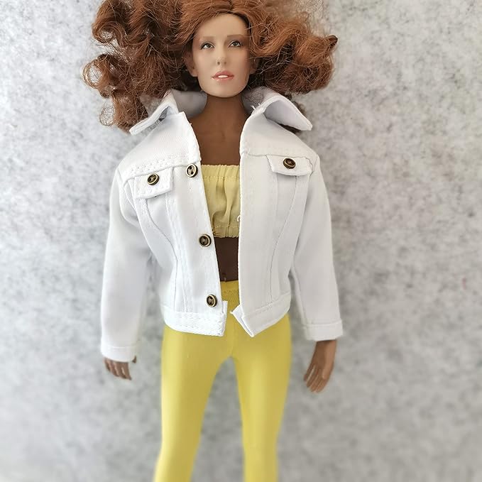 SSbeauty M 1:6 Scale Jeans Coat Jacket for 12" TBLeague Phicen Male Female Toy Action Figure Doll Clothes (White)