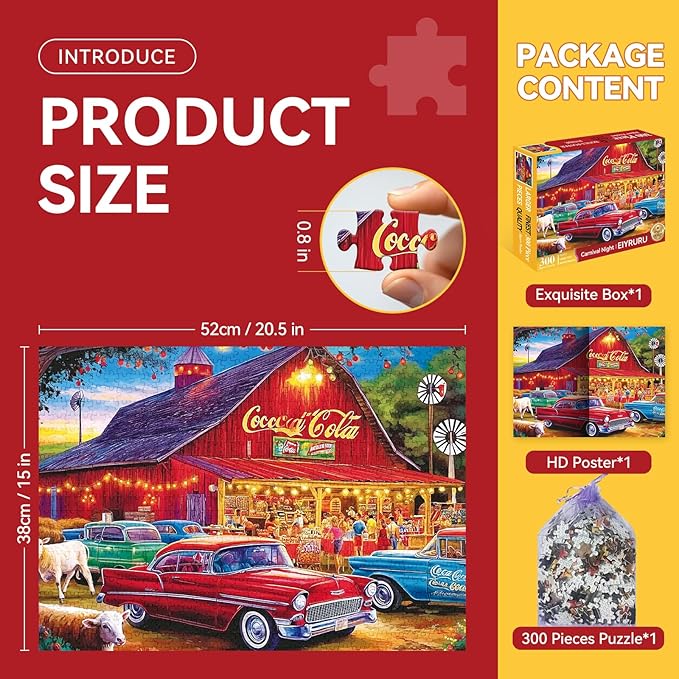 300 Piece Jigsaw Puzzle for Adults – Night Car Life - Challenging Puzzle Game, Unique Artwork, Gift for Birthday, Home Decor, Fun for Family Entertainment(20.5" x 15")